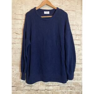 Old Navy Sweater Womens Large Navy Tunic Length Oversized Pullover Knit Beachy